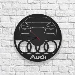 Audi Logolu Ahşap Duvar Saati