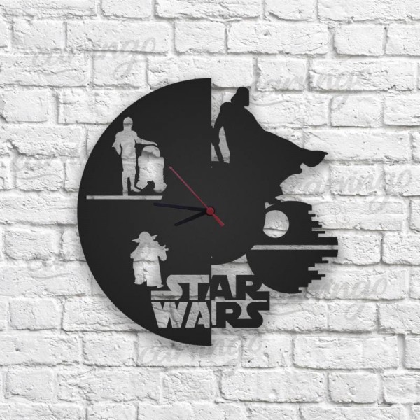 Star Wars Figürlü Ahşap Duvar Saati
