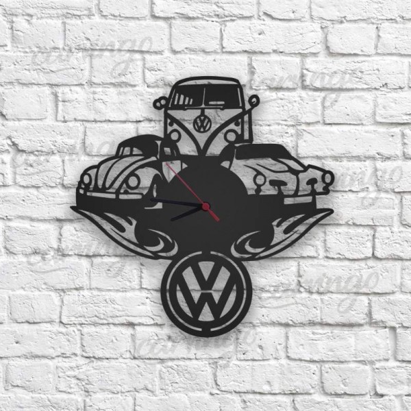 Volkswagen Logolu Ahşap Duvar Saati