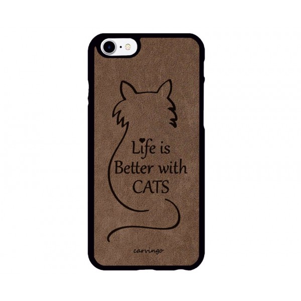 With Cats Figürlü iPhone Süet Telefon Kılıfı